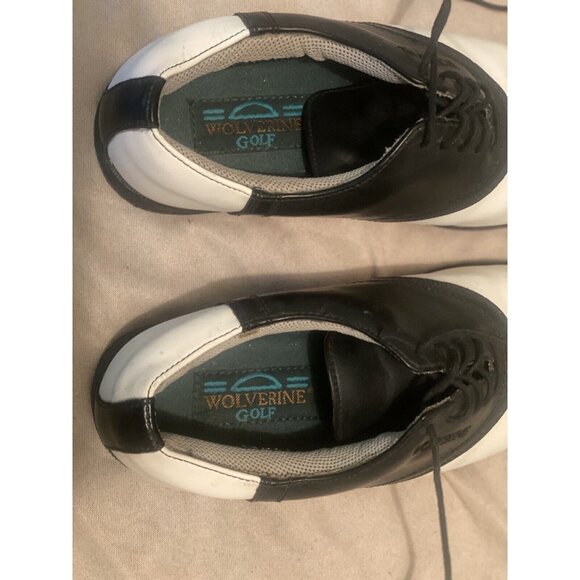 Wolverine Shoes Men's Golf Athletic Size 10M White Black Lace Spikes - Picture 6 of 8